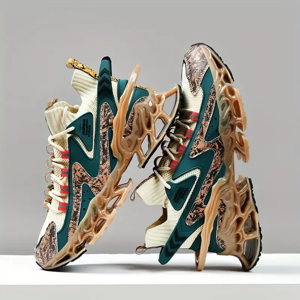 Men's Trendy Color Landscape Lace Up Blade Sneakers